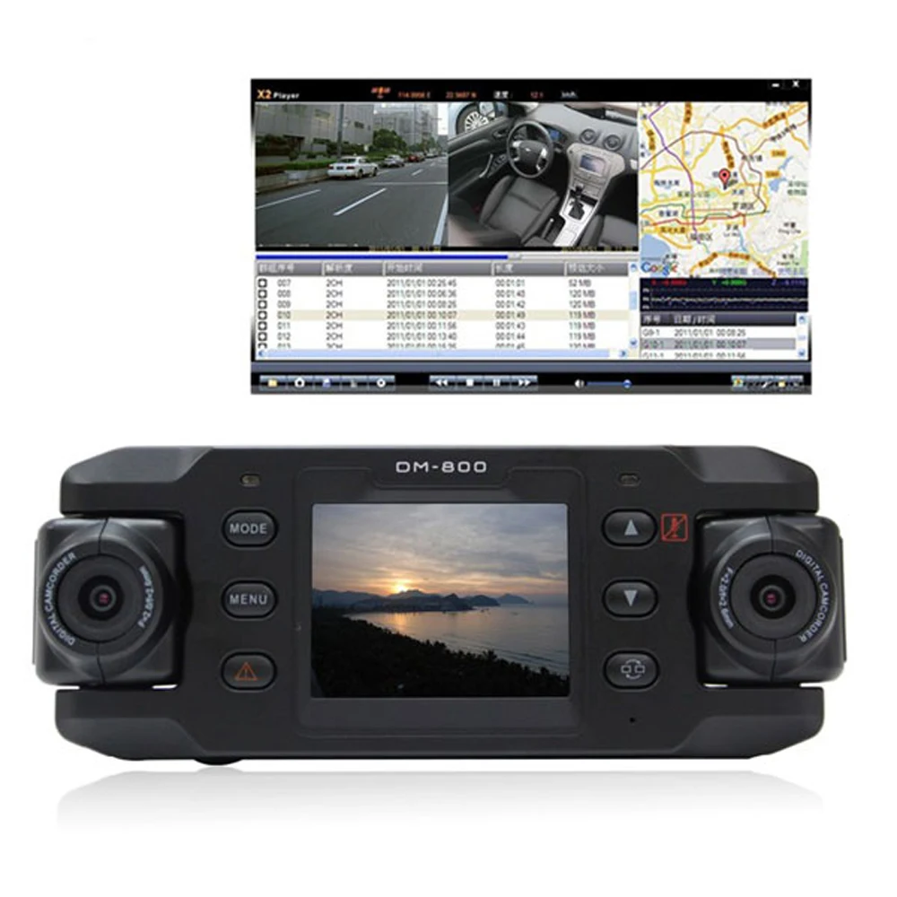 Podofo Dual Lens Car Camera Two Lens Vehicle DVR Dash Cam Loop Recorder GPS Tracker Tracking G-sensor CA365 X8000 Twins Cam DVRs