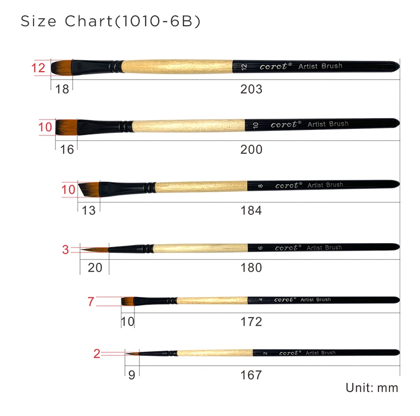 6 шт разные размеры набор деревянных кистей для рисования нейлоновые кисти для окрашивания волос для акварельных акриловых масляных красок товары для рукоделия