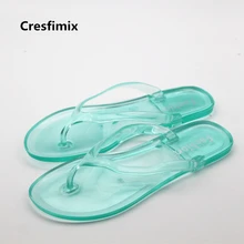 Cresfimix/милые женские «желейные» шлепанцы; женские прозрачные пляжные сланцы; сезон весна-лето; женские Вьетнамки; милый светильник