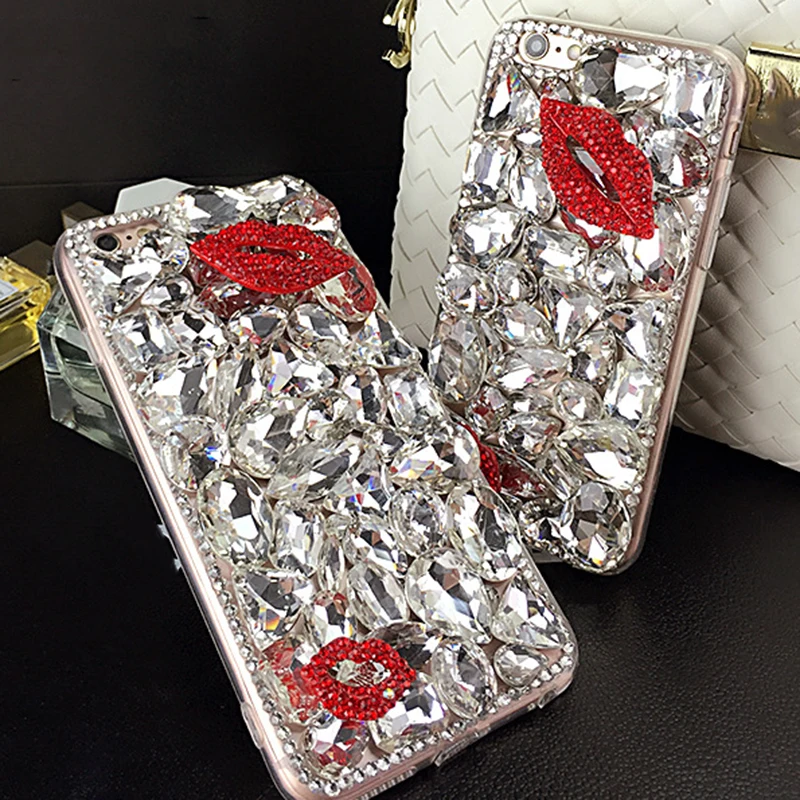 YESPURE Women Rhinestone Phone Case for Iphone 7plus Sexy Red Lips Fundas Celulars Bling Glitter Fancy Cellphone Accessories YESPURE Women Rhinestone Phone Case for Iphone 7plus Sexy Red Lips Fundas Celulars Bling Glitter Fancy Cellphone Accessories
