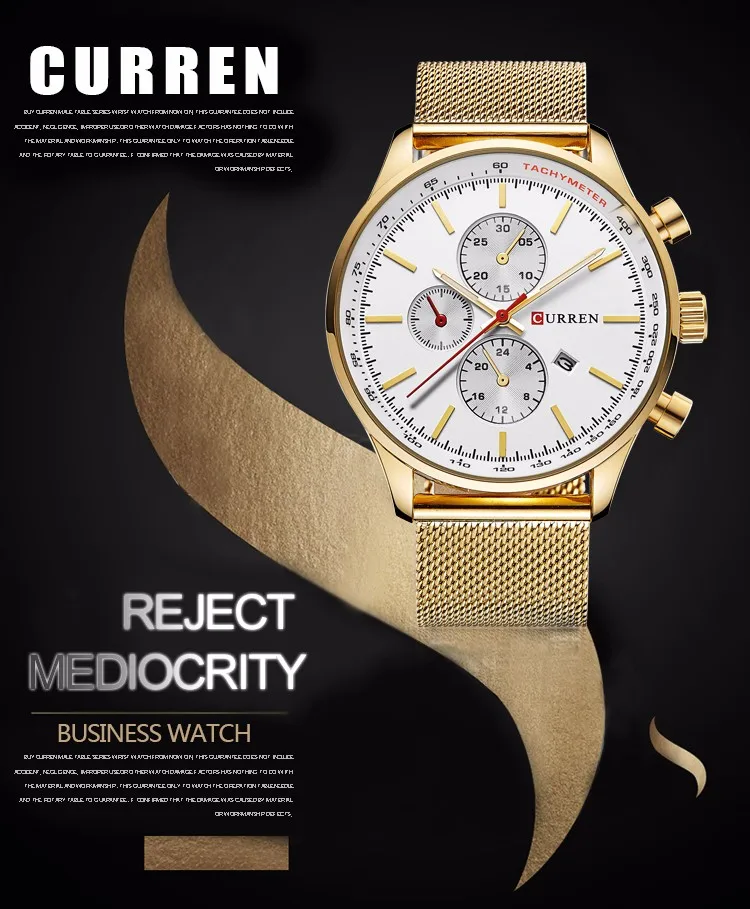 CURREN новый бренд Роскошные модные Повседневное спортивные Для мужчин часы Нержавеющая сталь Бизнес наручные часы Дата Мужской часы Relogio