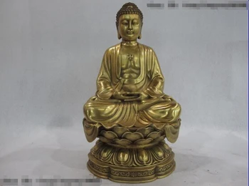 

150401 S0271 13 China Buddhism Temple Brass Copper Tathagata Amitabha Sakyamuni Buddha Statue