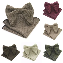 JEMYGINS кашемировый большой галстук-бабочка и карманный квадратный набор шерстяной роскошный мужской галстук-бабочка и носовой платок для формального костюма вечерние и свадебные