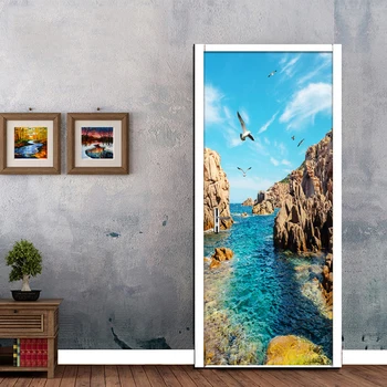 

Nature Landscape 3D Photo Wallpaper Murals Modern PVC Self-Adhesive Door Sticker Wall Mural Papel De Parede Living Room Decor