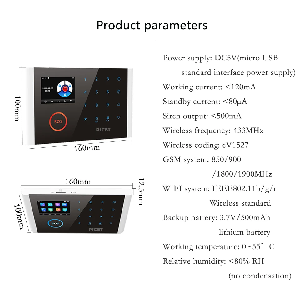 PSCBT GSM сигнализация WI-FI домашней безопасности Системы приложение Управление сим-карты Телефонный звонок англо-рус ES DE герметизирующая