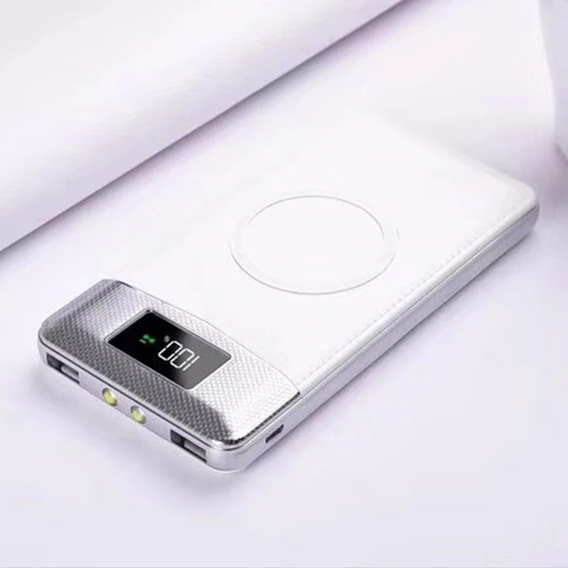 30000 мАч Внешний аккумулятор, встроенный беспроводной зарядное устройство, портативное беспроводное зарядное устройство QI для iPhone samsung - Цвет: WHITE