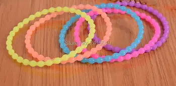 

100xTwisted teenage fluorescent silicone bracelets wristbands stretchable charm glow in dark hairbands night club party favors
