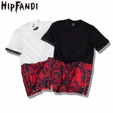 Модные мужские футболки HIPFANDI 2018 в стиле хип хоп с боковой молнией