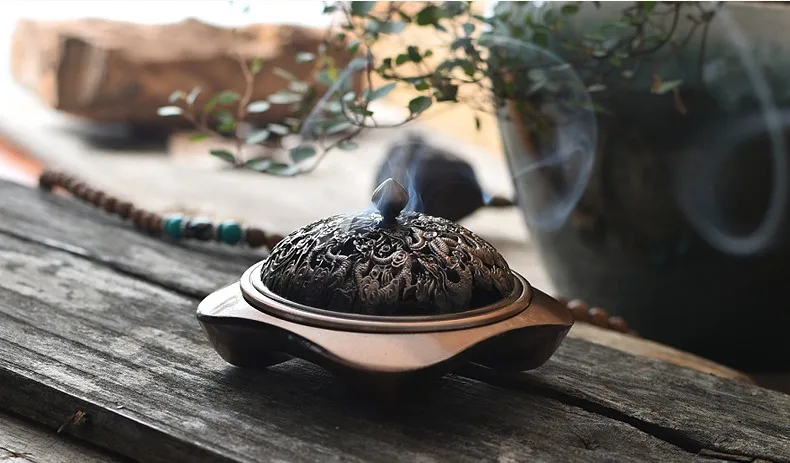PINNY Dragon резной античный медный сплав держатель для благовоний горелка ароматерапия печь домашняя тарелка подставка из сандалового дерева