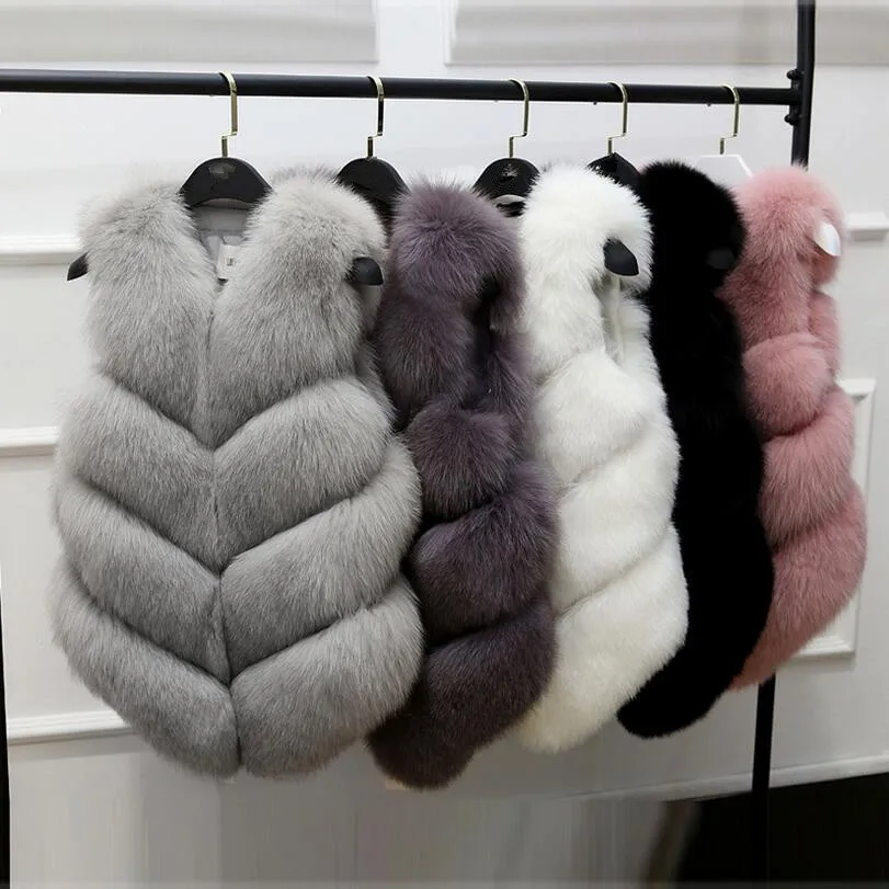 2017 new autumn winter Fashion Imitation fox fur Vest font b Jackets b font Sleeveless font