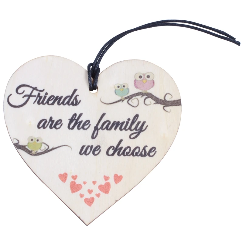 

Friends Are The Family We Choose Wooden Hanging Heart Friendship Plaque Gift