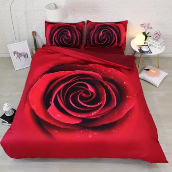 

Rose Bedding Sets High Quality Soft Duvet Cover Pillowcase Reactive Printed Bedclothes Queen Bed Linen Set