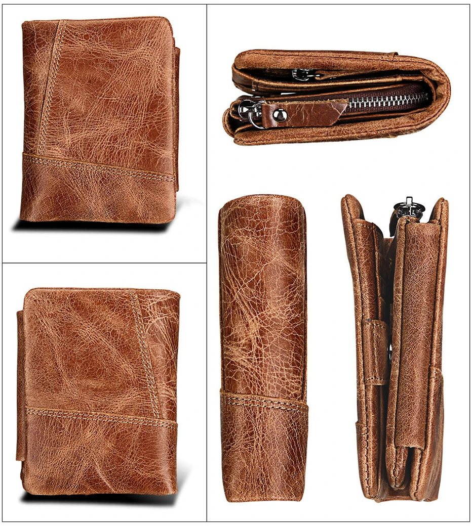 ATAXZOME, модный мужской кошелек из натуральной кожи, натуральная кожа, короткий кошелек для монет, винтажные кошельки, мужские, рождественский подарок, W3585