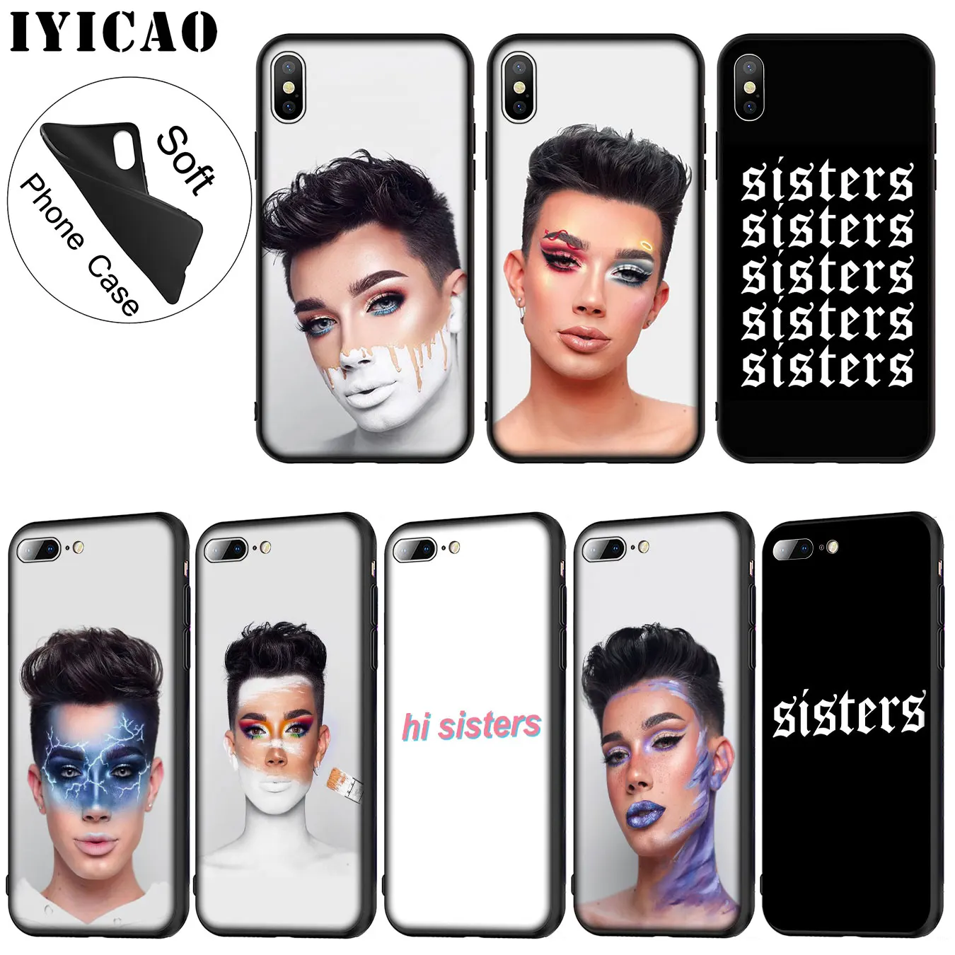 IYICAO James Charles X пустой холщовый Мягкий силиконовый чехол для телефона iPhone XR XS 11 Pro Max 6
