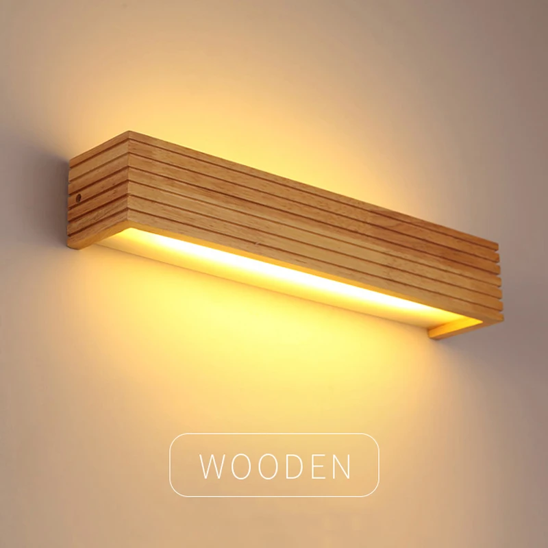 Horsten Modern Japanese Style Led Lamp Oak Wooden Wall Lamp Nordic Solid Wood Mirror Wall Lights Sconce For Bedroom Bathroom Home Lighting (1)