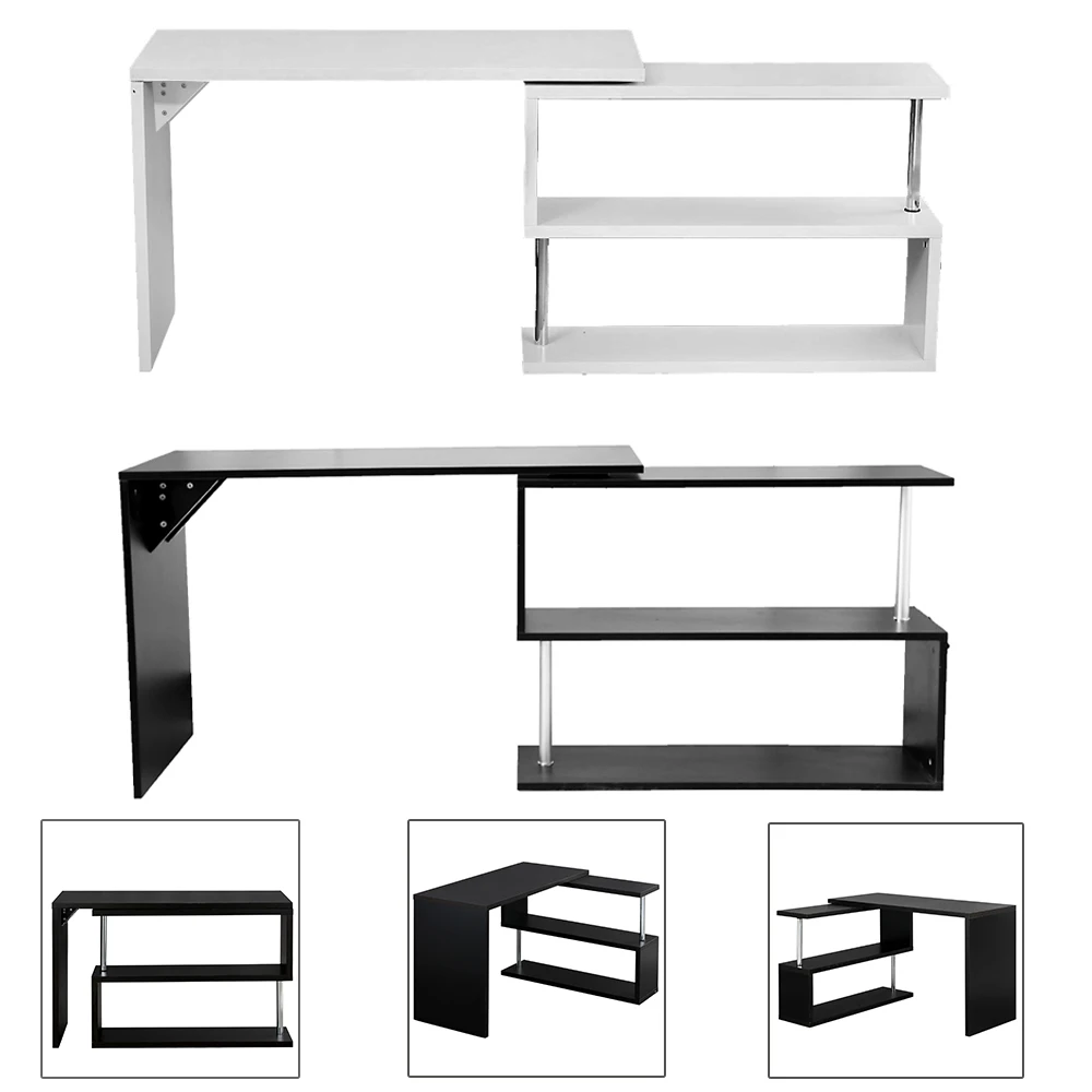 

Wooden Office Table Computer Desk Workstation DIY S shape Home PC Study Table Office Furniture Dropshipping