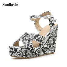 Sexy wedge sandals women high heels shoes snake pattern open toe buckle platform shoes ladies 2019 summer women wedge sandals maxmuxun women shoes comfort slip on classic high platform wedge sandals 2018 summer ladies open toe buckle strap thick shoes