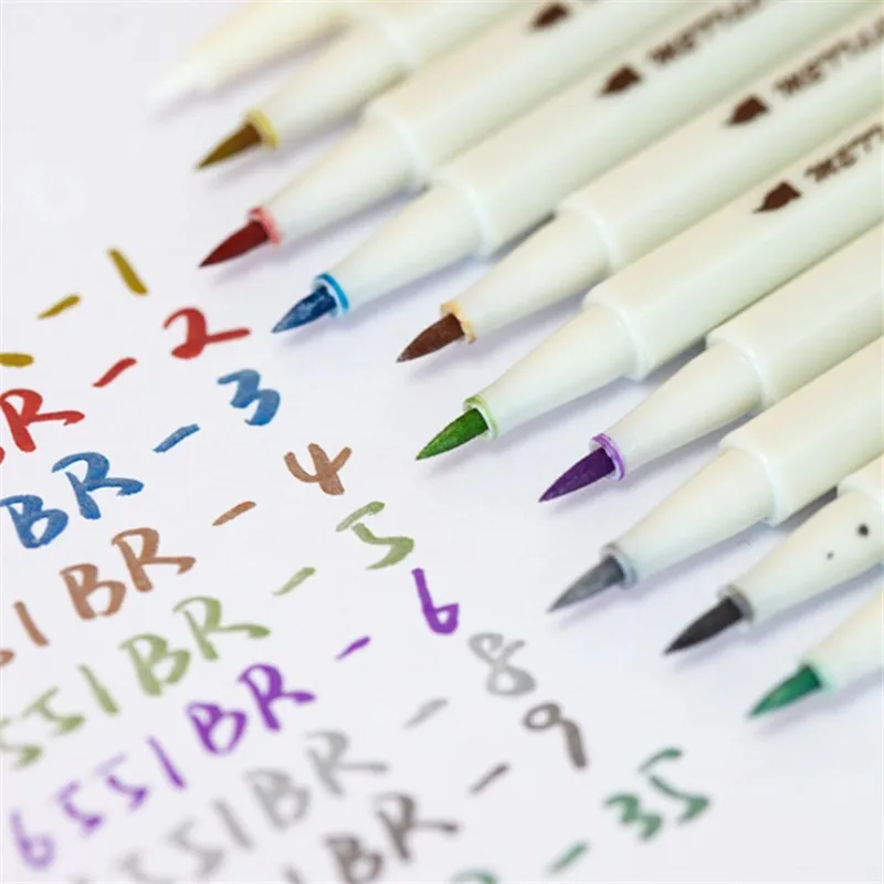 

STA 10 Colors/Lot Metallic Marker Pen DIY Scrapbooking Crafts Soft Brush Pen Art Marker Pen For Stationery School Supplies