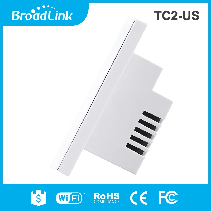 BroadLink TC2-2-US 220 В настенный выключатель, версия США Смарт настенный сенсорный выключатель, 2 банды 1 способ, переключатель дистанционного управления из любого места через 3g/4G