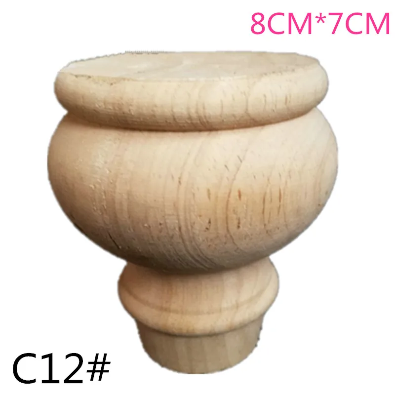 

4PCS/lot 8x7cm Furniture Wood Round-footed Solid Wood Sofa Foot TV Television Cabinet Foot Seat Carved Feet