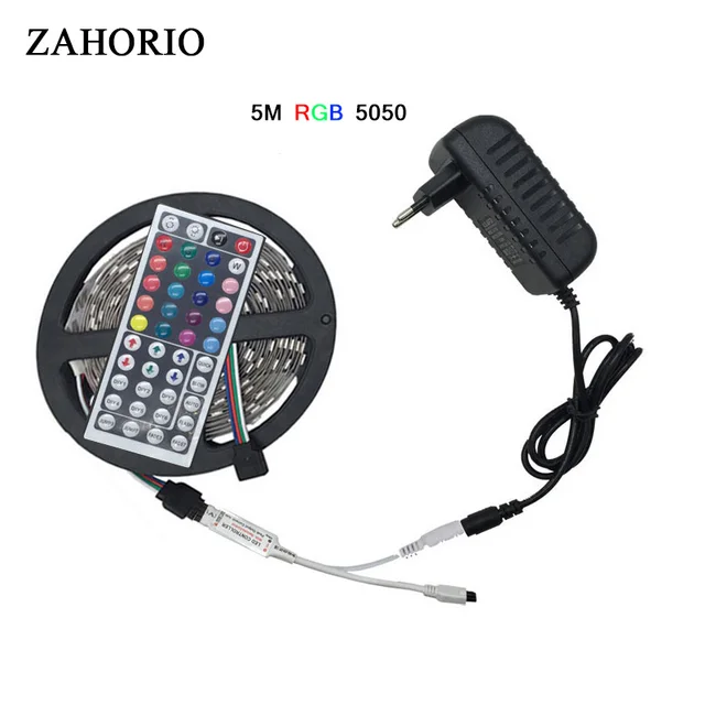 SMD RGB LED Strip Light 5050 2835 10M 5M LED Light rgb Leds tape diode ribbon Flexible Controller DC 12V Adapter set free ship