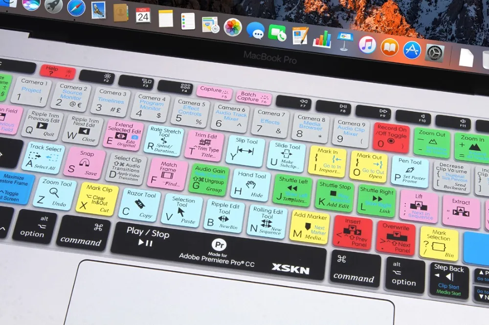 Us EU Universal Version Adobe Premiere Pro Functional Silicone Keyboard Cover for MacBook Air Pro Retina 13 15 17 Film Skin-Beige