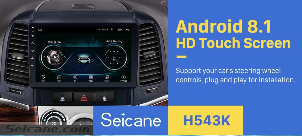 Flash Deal Seicane 2Din Android 8.1 9" GPS Car Radio For HYUNDAI SANTA FE 2005 2006 2007 2008-2012 Touchscreen Multimedia Player Head Unit 0