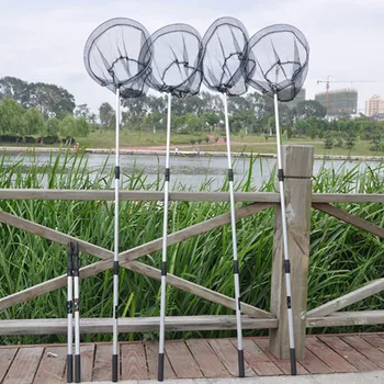 

1.6m Folding telescopic landing net red de pesca fishing network shrimp net fishing net china dip net fishing Accessories tool