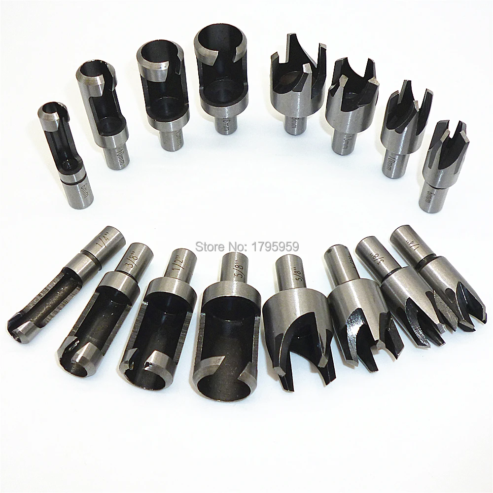 16pcs Carpentry Wood Plug Cutter Cutting Tool Drill Bits Straight and