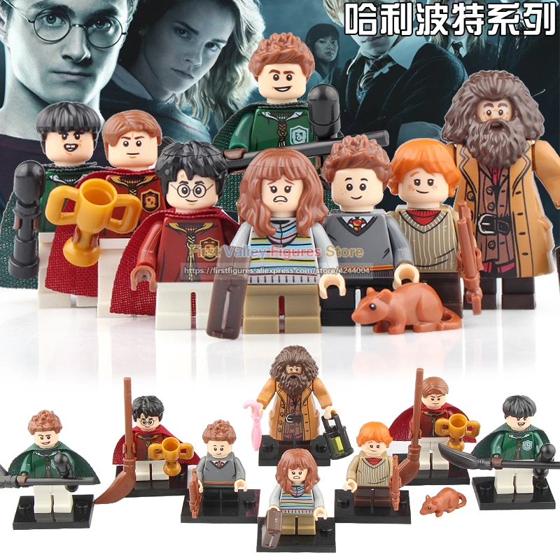 

8PCS Harry Action Figure Potter Building Blocks Hermione Ron Dumbledore Rubeus Hagrid Children Toys WM6045