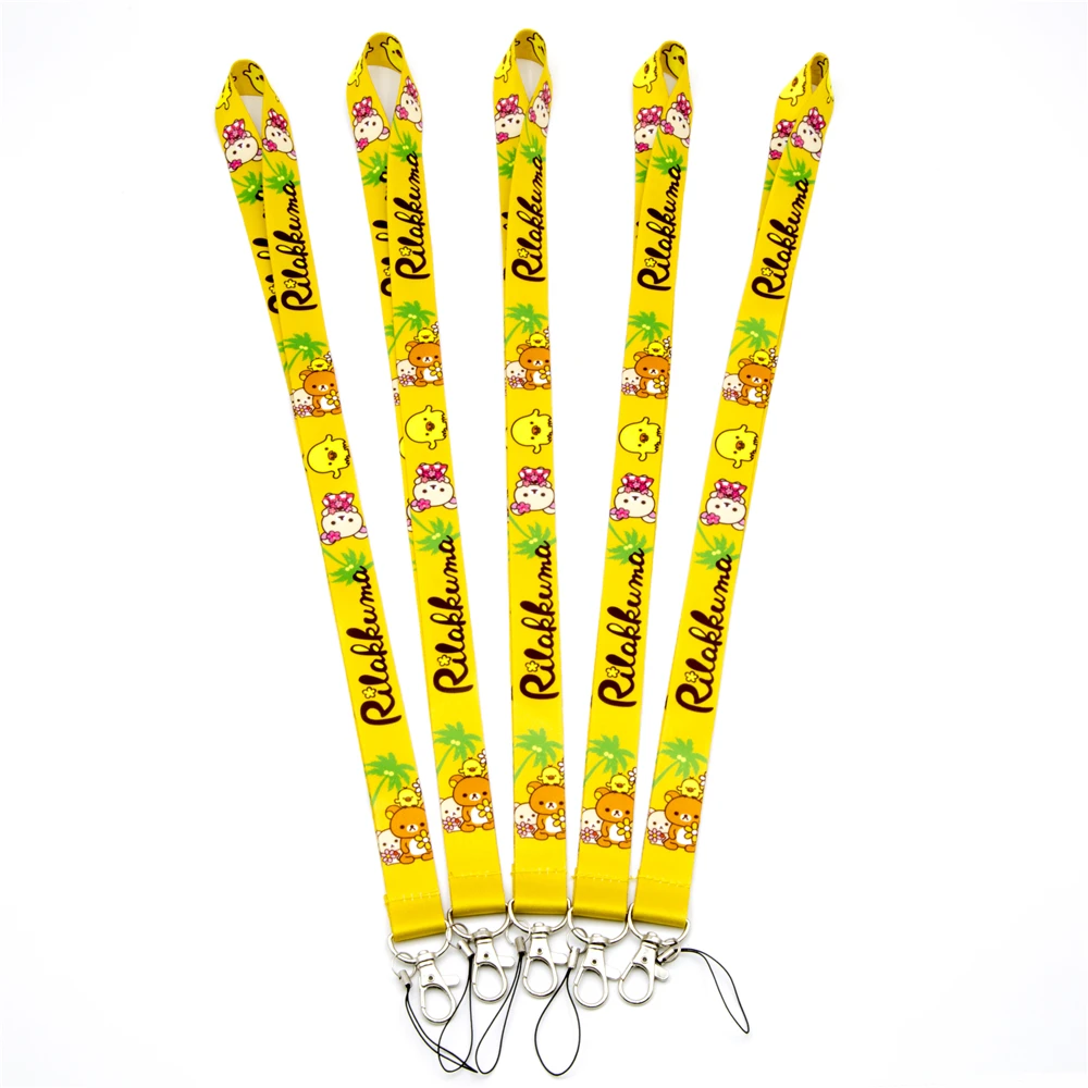 New 10pcs Anime cartoon Rilakkuma Lanyard Neck Straps Cell Phone Rope ID Card Keychain Pendant
