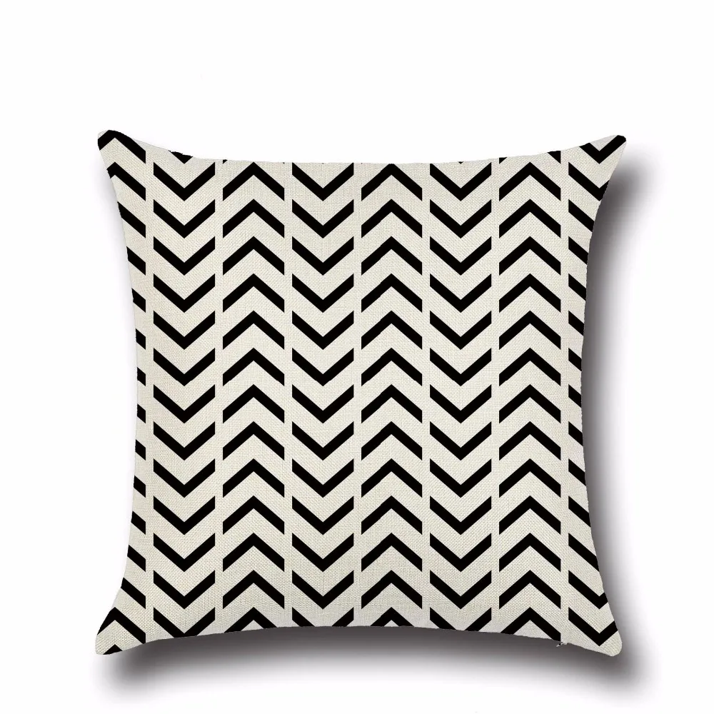 45*45 square pillow case Black Geometric Arrow Wavy Dot Linen Pillowcase Cushion Black And White Cross Geometry pillowcases pp36