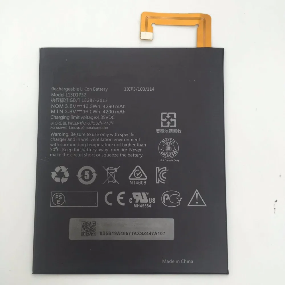 100% новый протестированный аккумулятор 4290mAh L13D1P32 для Lenovo Lepad A8 50 A5500 Tab S8