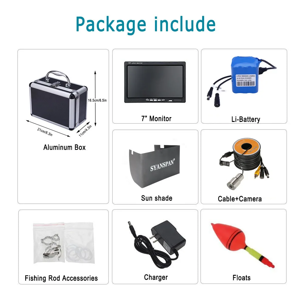Edição de Gravação de Câmera Câmera de Vídeo Subaquática de Pesca com 12 Inventor dos Peixes 7 Syanspan Ip68 hd de Vídeo 1000tvl Pcs Ir e branco Leds Infravermelhos 21 7 SYANSPAN
