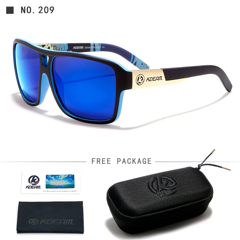 KDEAM очки поляроидные мужские спортивные очки с Твердый чехол Квадратные Солнцезащитные очки wo мужские брендовые поляризованные очки для вождения для улицы KD520 - Цвет линз: C209