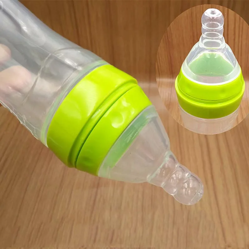 Безопасный для кормления новорожденных бутылки Детские Силиконовые Резиновые кормления ложка для молока бутылочка для каши Детская Бутылочка с ложкой Еда добавка