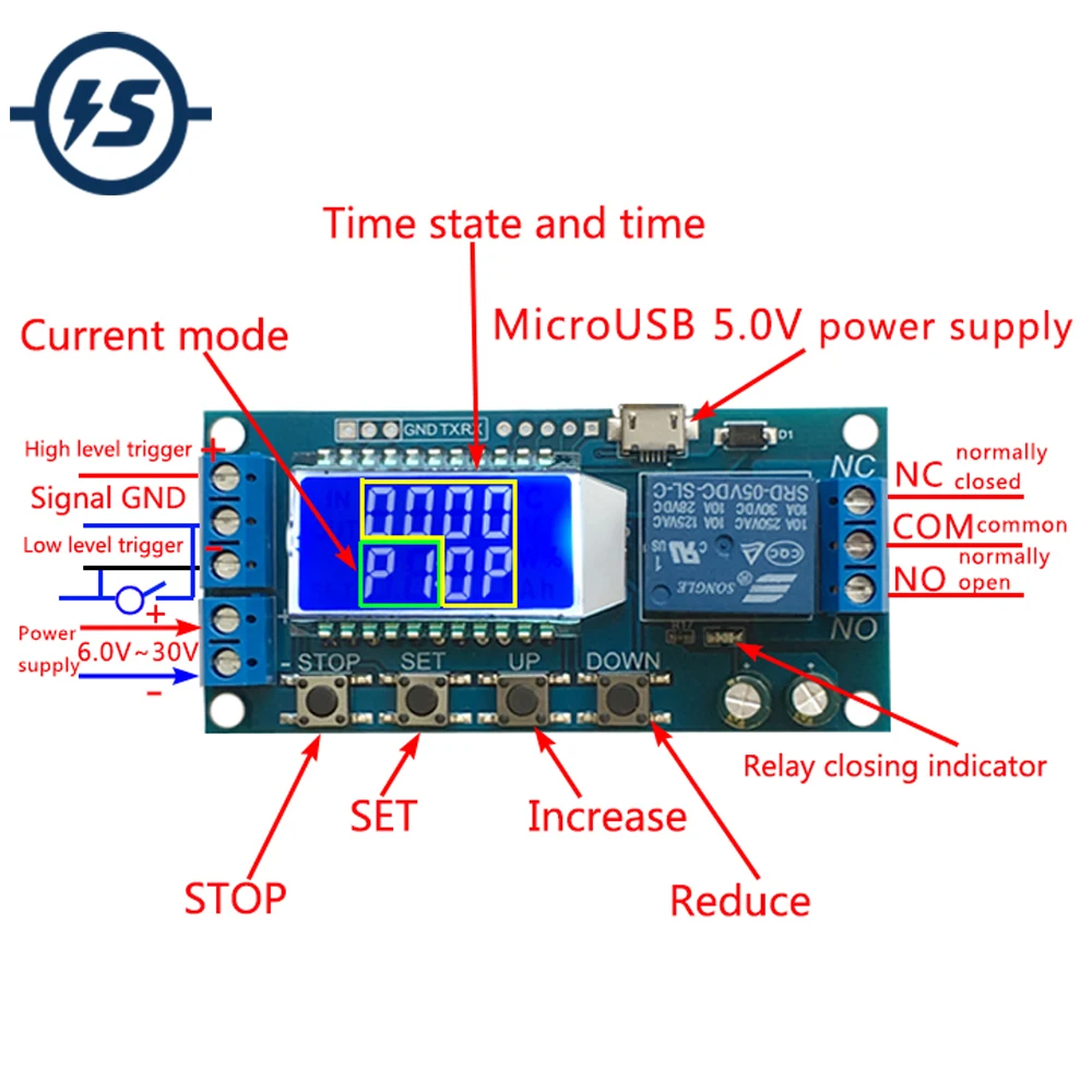 6 30v Micro Usb Digital Lcd Display Time Delay Relay