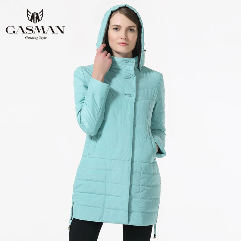GASMAN 2018 Spring Autumn Coat and Jacket Women Medium Length Outwear Coat Womens Fashion Hooded Thin Cotton Jacket Brand Female