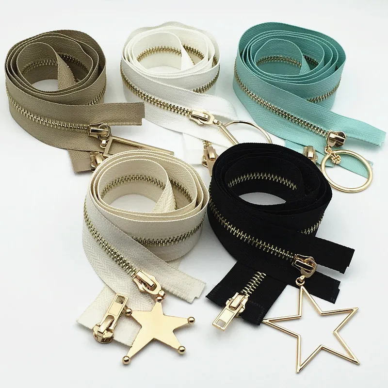 

5# metal zipper for sewing two way separated Detachable zipper double sliders 80cm 100cm 120cm 2pcs fashion zip for clothing