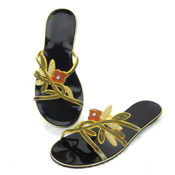 

2018 New African Style Rhinestone Ladies Slipper Shoes Fashion Summer Special Order Low Heel Shoes For Party 7Color ABS1122