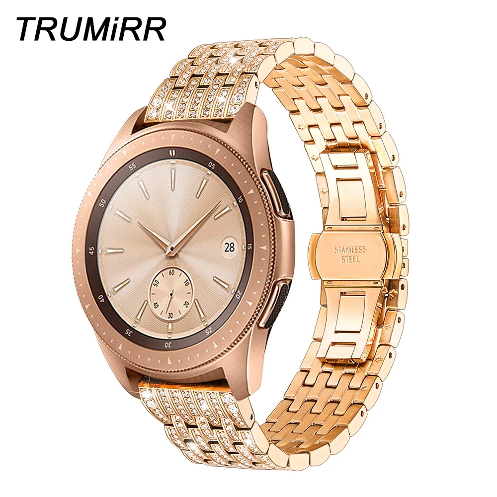 Diamond Watchband for Samsung Galaxy Watch 42mm 46mm/Active/Active 2 40mm 44mm Stainless Steel Band