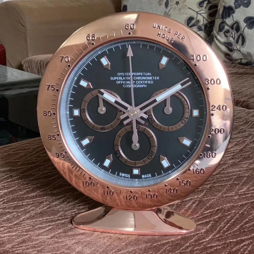 Позолоченный металл часы форма настольные настенные часы со светящимися особенности с бесшумным механизмом дизайнерские часы на стене с логотипом - Цвет: 2