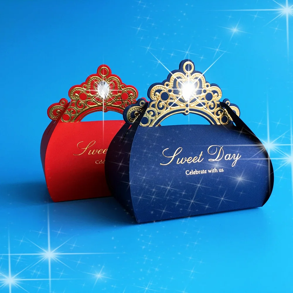 

Red Wedding Favor Boxes 100 pcs Wedding Candy Box Rhinestone Paper Gift Box Christmas Chocolate Box Baby Shower Birthday Party