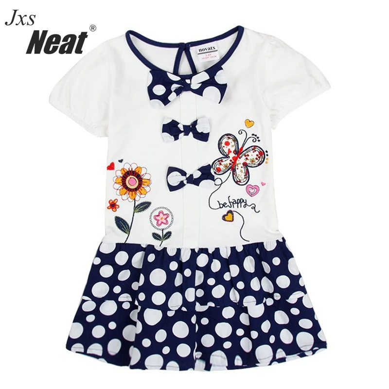 

NEAT 2017 summer dress Striped Girl With Princess Ballet dress DRAWING WITH EMBROIDERY baby girl clothes Sweet style H6049D