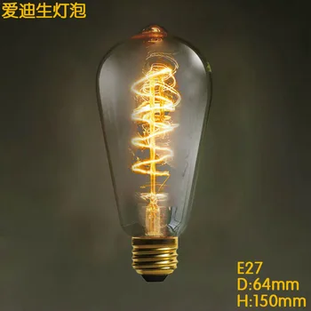 

Curve ST64 Vintage Edison Bulbs E27 Straight Incandescent Filament Bulb Squirrel-cage Bulb Retro Edison Light For Pendant Lamp