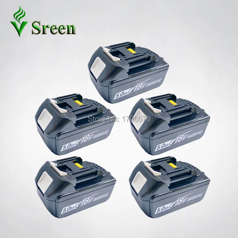 

5PCS Rechargeable 5000mAh Lithium Ion Really Capacity Power Tool Battery Replacement for Makita 18V LXT400 BL1850 BL1840 BL1830