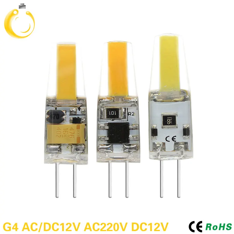 AC DC 12V G4 Светодиодная лампа кукурузная COB 1505 220V SMD 3014 светодиодная на 360 градусов