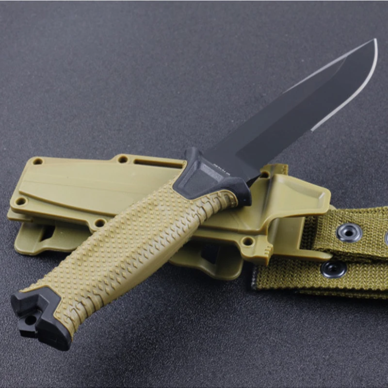 

Pro Tactical Fixed Knives 60HRC Steel Blade Hunting Knife Camping Utility EDC Tools Half Serration Model Brown Color SDIYABEIZ