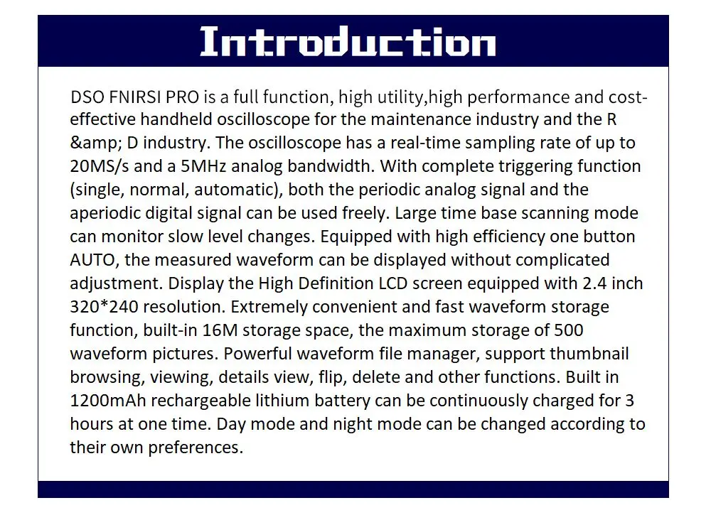 DSO FNIRSI PRO Портативный мини цифровой осциллограф 5 м пропускная способность 20MSps с P6020 BNC стандартный зонд