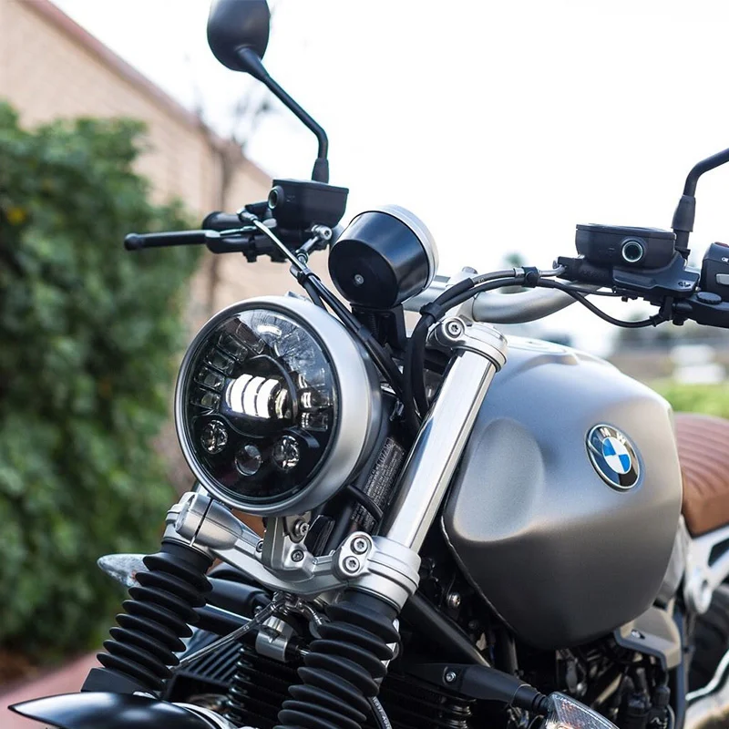 7 inch Round Motorcycle Led Projector Daymaker Adaptive Headlight High Low Beam For Harley BMW R NineT R9T LED Headlamp (5)